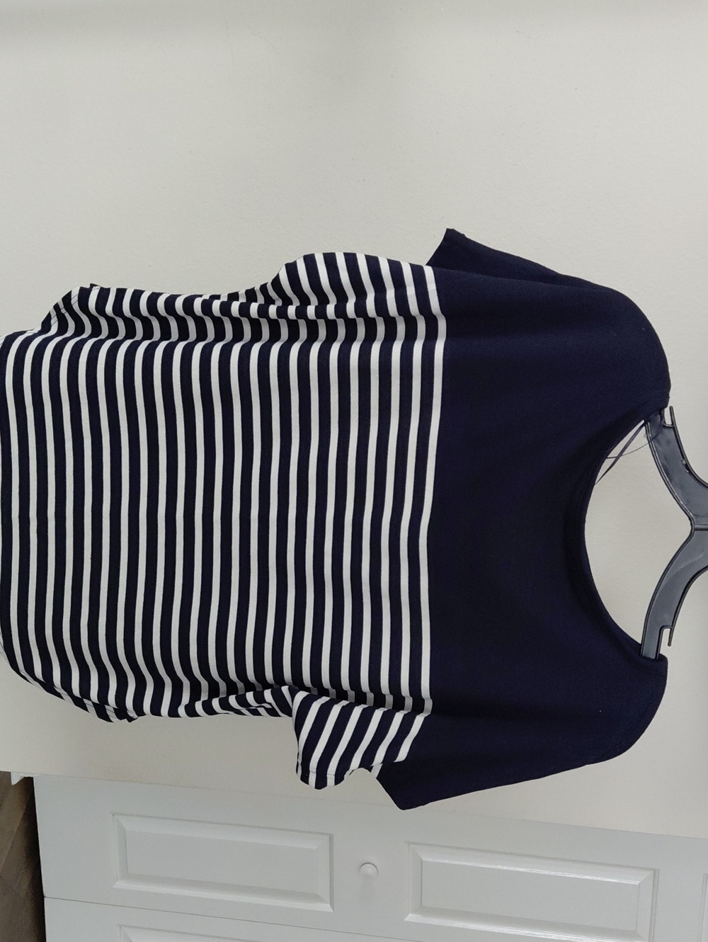 Max Studio Navy Top with White Label Detail